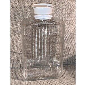 Vintage ARC France Clear Glass Ribbed Refrigerator Pitcher w/ White Silicone Lid